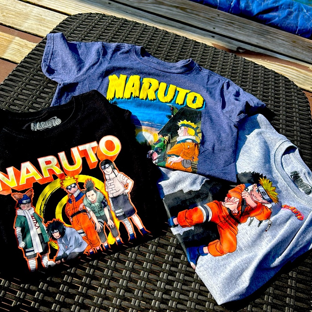 NWOT LOT OF 3 NARUTO BOYS TEES SIZE M